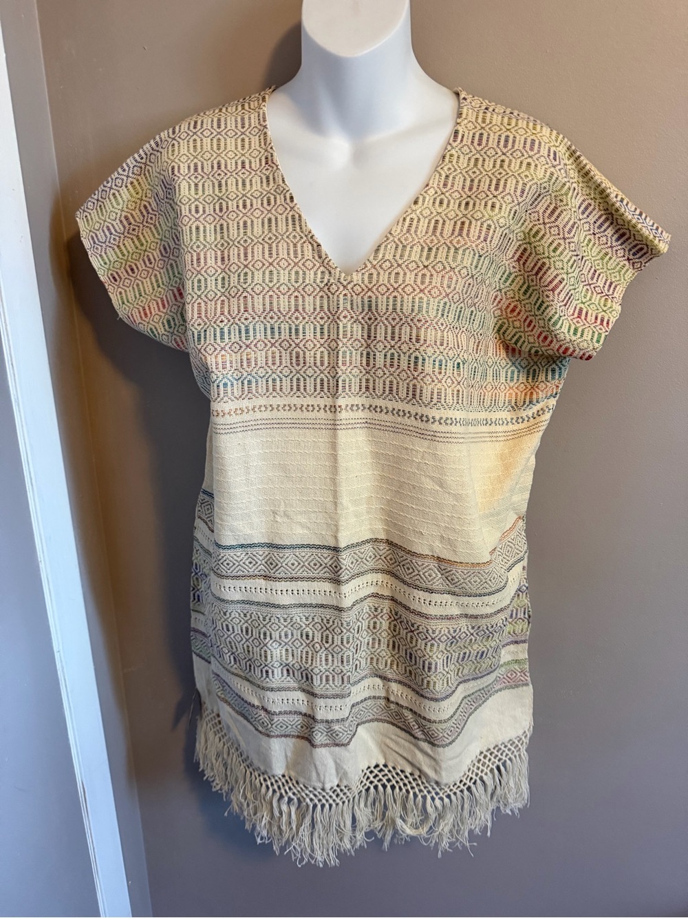 NWT La Casa de las Artesanías de Oaxaca Mexican Handwoven Fringe Huipil Tunic